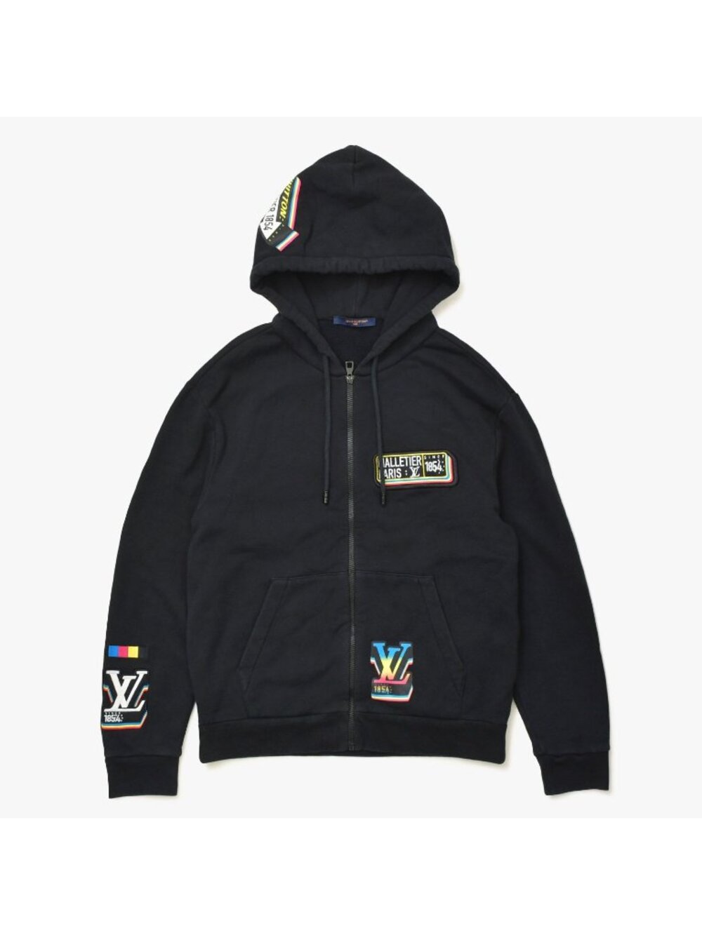 Louis Vuitton LV Jazz Multi Logo Zip Up Hoodie Black M